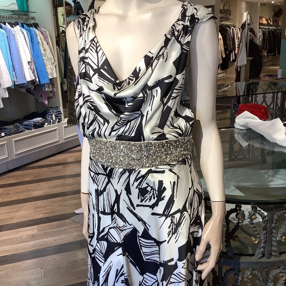 Fabulous silk charmeuse dress  wrap silk shoulder to sequin beaded waist detail